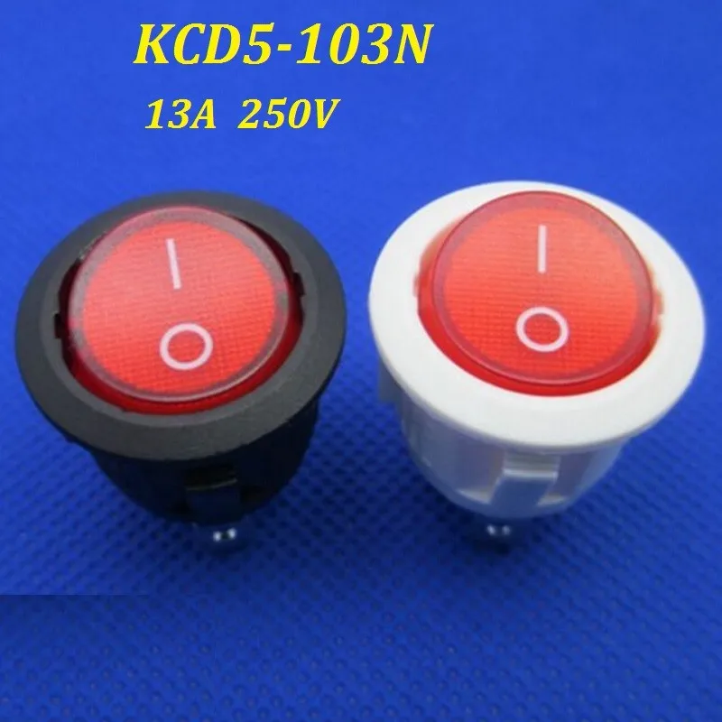 20 шт KCD5 103N 13A 250V на включения/выключения Кулисный круглый тумблер кнопочный