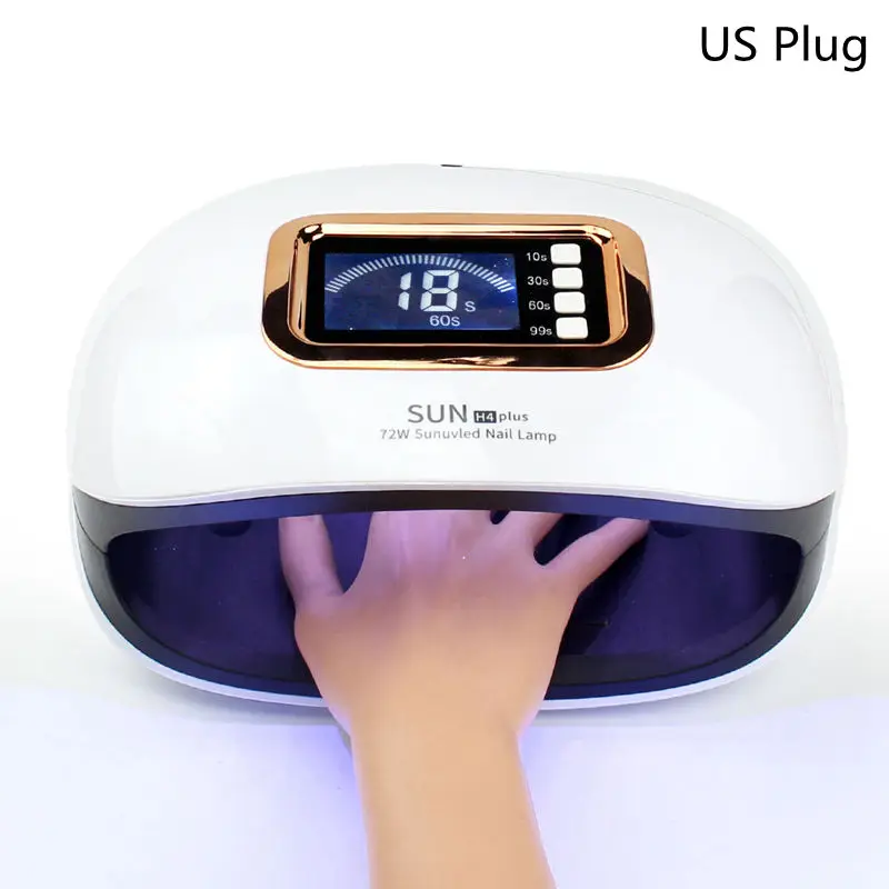 US Plug Плюс для маникюра светодиодный гвоздь 72 Вт сушащая Полироль машина с таймером 30s 60s 99s - Цвет: US Plug
