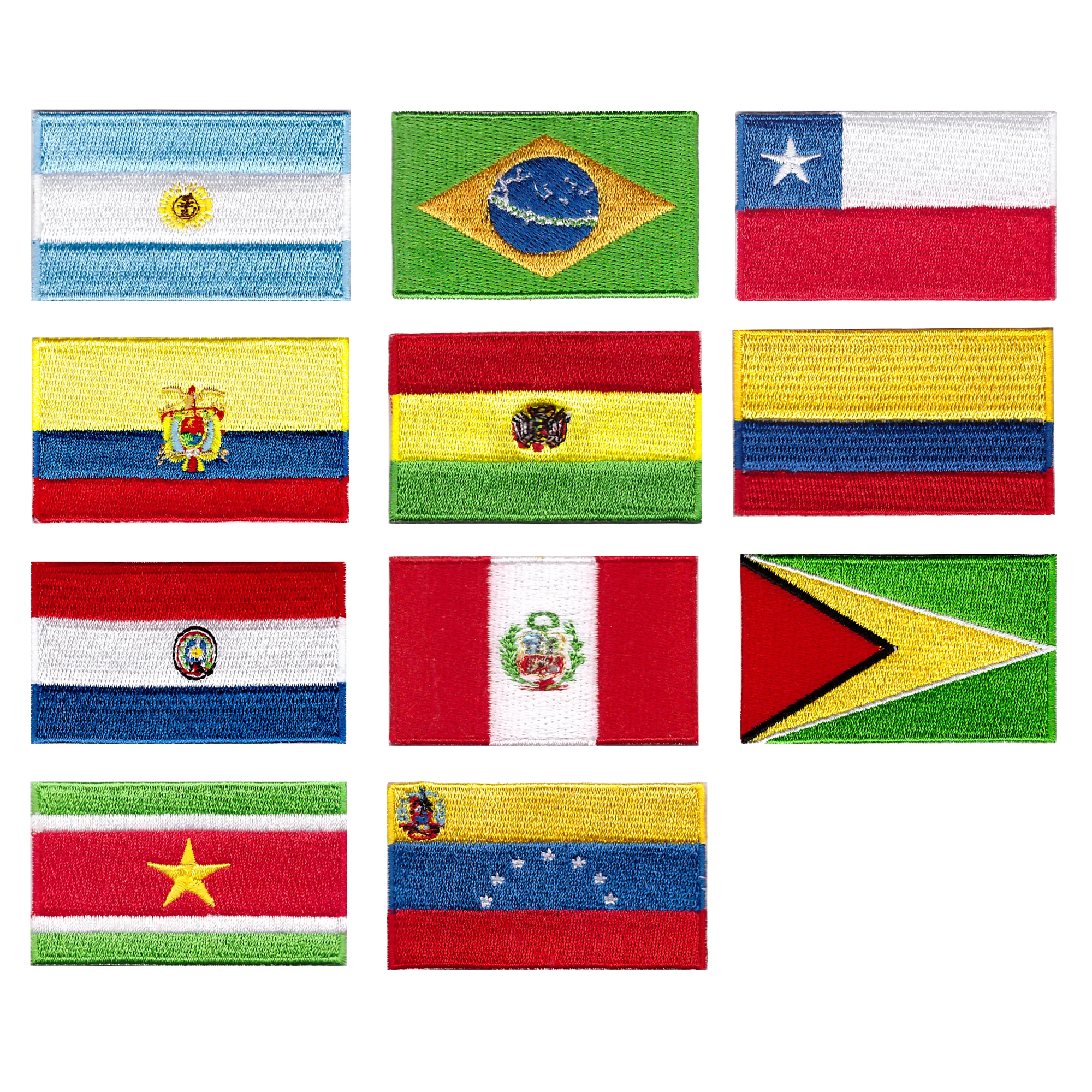 South American flag embroidery iron on patches for clothing