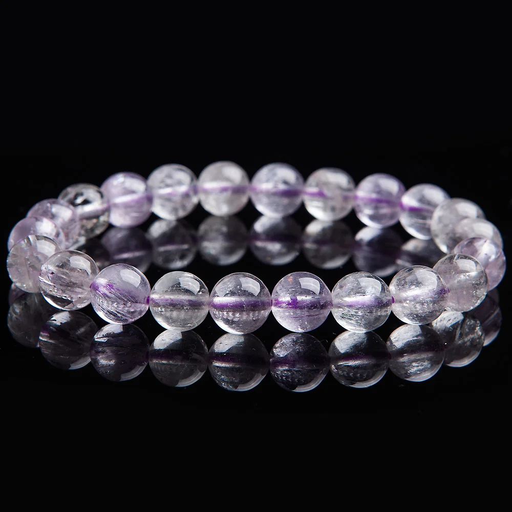 Top Natural Purple Kunzite Round Beads Bracelet Gemstone 8.5mm Cat Eye Crystal Women Men Stone Rarest Jewelry AAAAA | Украшения и
