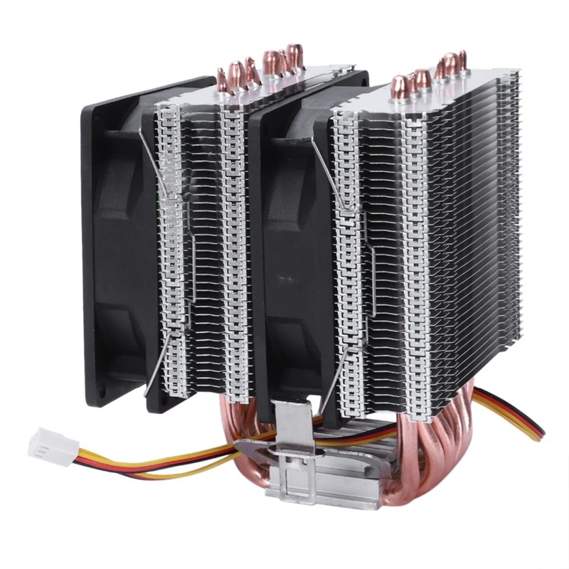 Двойной вентилятор Cpu кулер 6 тепловых труб 3Pin радиатор для Intel 775/1150/1155/1156/1366 Amd все