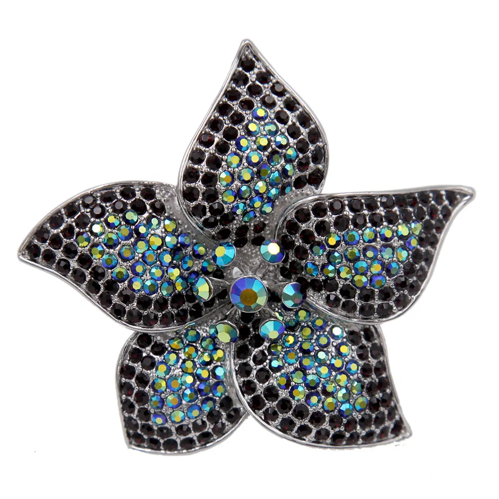 Брошь В Виде Цветка со стразами и кристаллами Металлическая Булавка винтажная