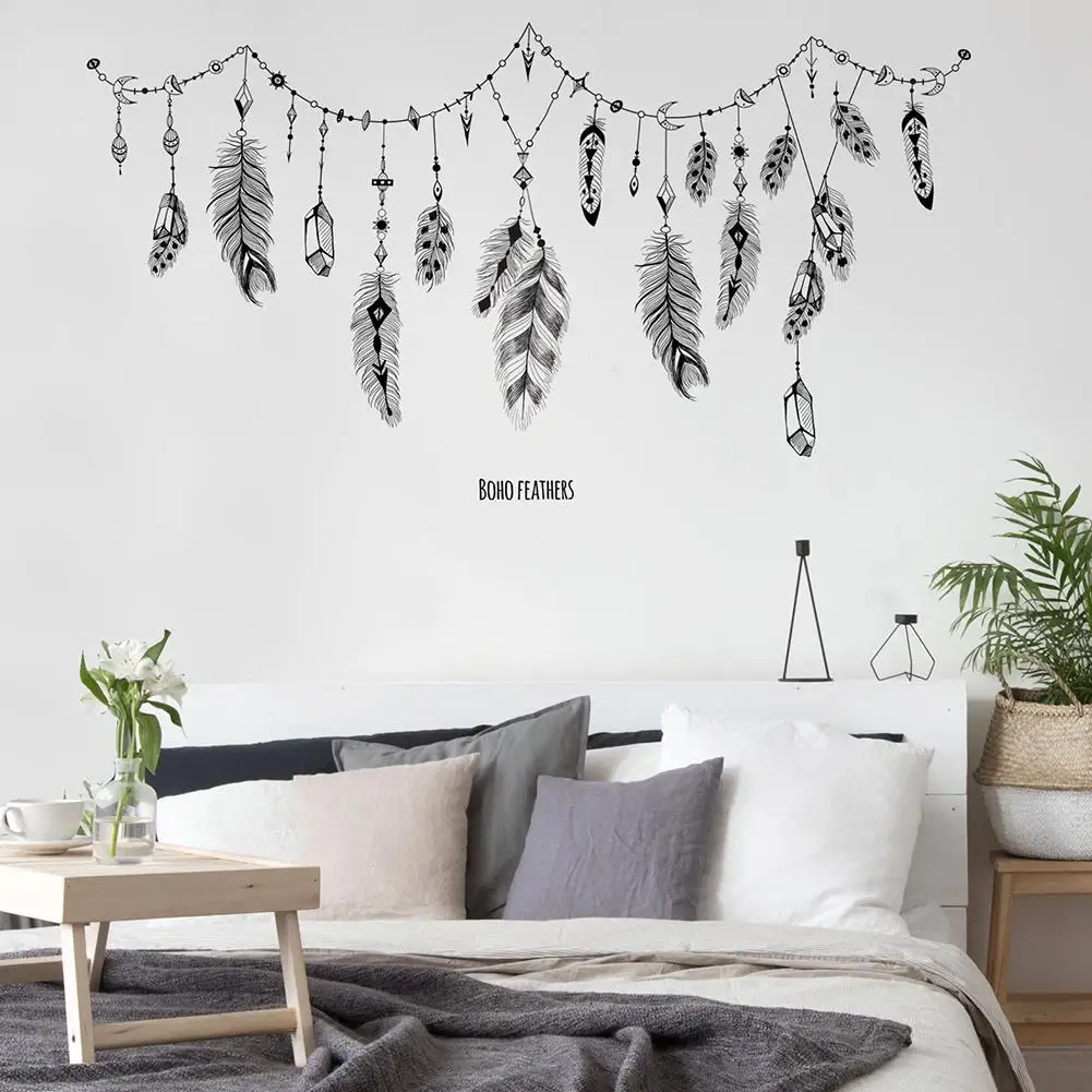 

90x60cm Removable Feather Banner Wall Sticker PVC Sticker Home Stair Decal Living Room Background Decor Wall Sticker Wall Decor