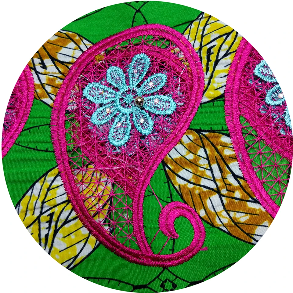 Зеленые и розовые ткани африканская вышивка Африканский Анкара принт Материал