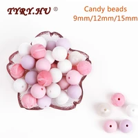 300pclot 9mm 12mm 15mm round silicone beads food grade baby teething toy diy pacifier chain tools baby teether bpa free