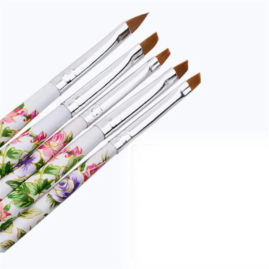 5 комплектов ногтей UV гель акриловых кисть Pen Set Дизайн Маникюр Инструмент Nail Art