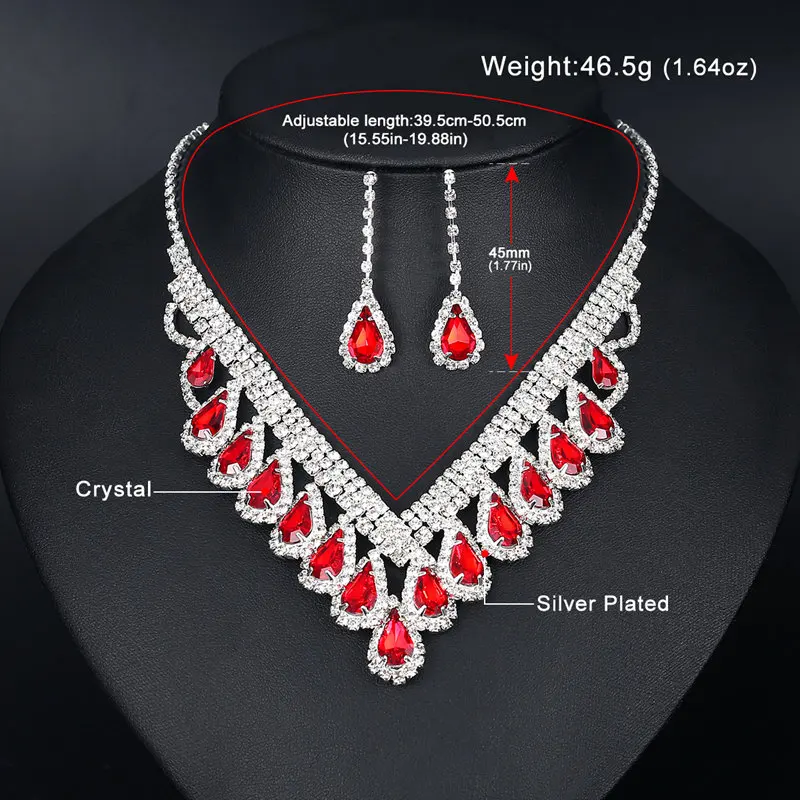 Комплект из колье и серёг с кристаллами | Украшения аксессуары