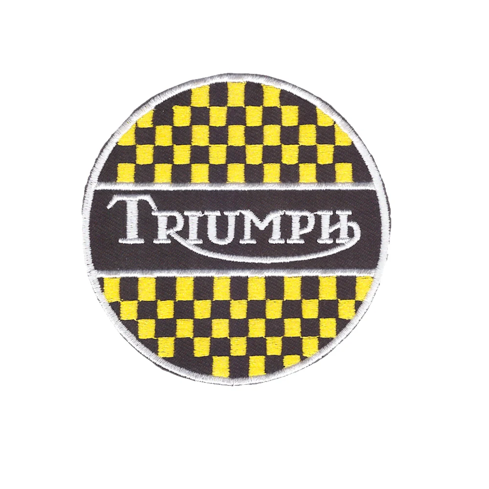 Triumph logo personalizzato patch ferro sul cappello di stoffa o borsa spedizione gratuita può essere fabbrica di ricamo personalizzato in cina