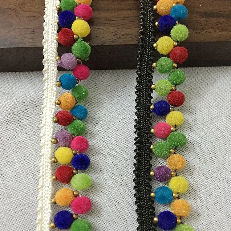 

3yards 2cm Tassel Lace Ribbon Pompom Trim Fabric DIY Crafts Sewing Materials Clothing Collar Shoes Bag Decoration Accessory