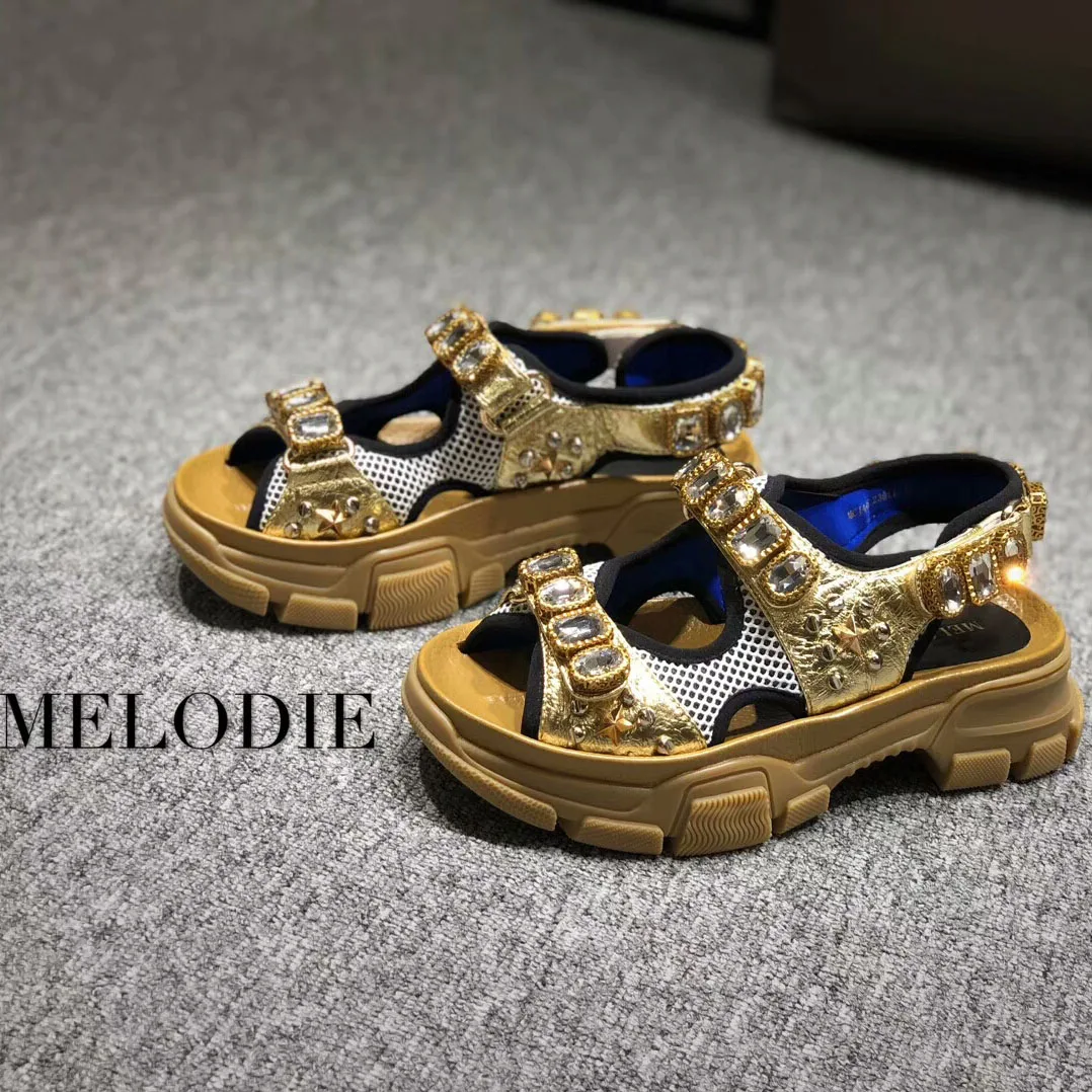MELODIE/2019 г. Новые Летние Стильные туфли из натуральной кожи на платформе с