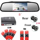 Камера парктроника заднего вида с 6 датчиками парковки на 5-дюймовом зеркале, камера парктроника заднего вида, инфракрасная камера