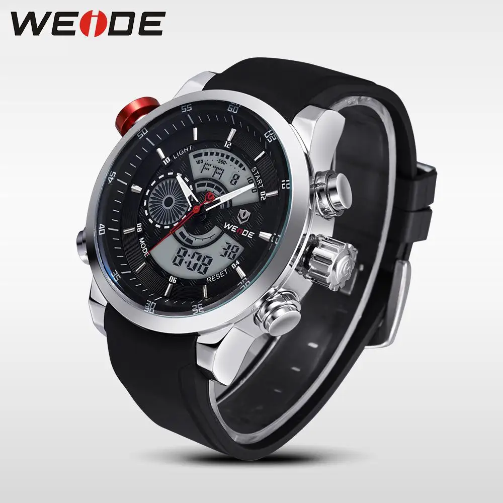 WEIDE мужские Аналоговые аналоговые цифровые часы с двойным временем PU ремешок