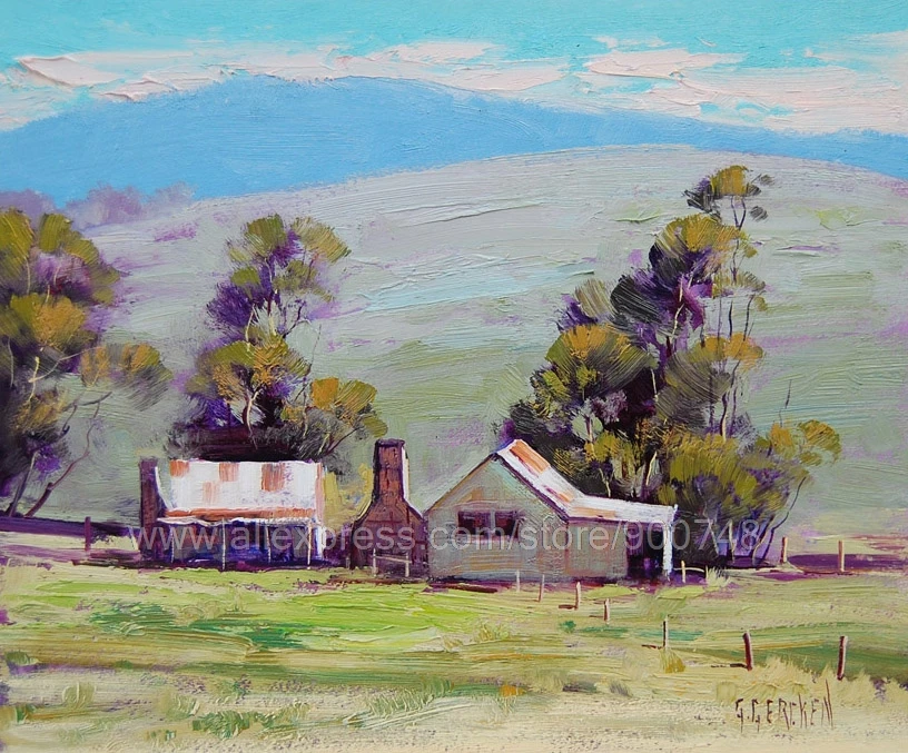 En Plein Air картина маслом фермерский дом пейзаж Австралийское Изобразительное