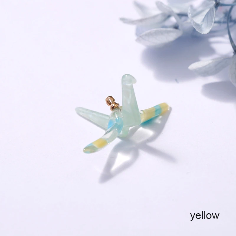 yellow 2 шт./лот акрил тысяч бумажный журавль Подвески Ins Смола серьги кран браслет медальон «сделай сам» Аксессуары и украшения Ремесло YZ374 - Окраска металла: yellow
