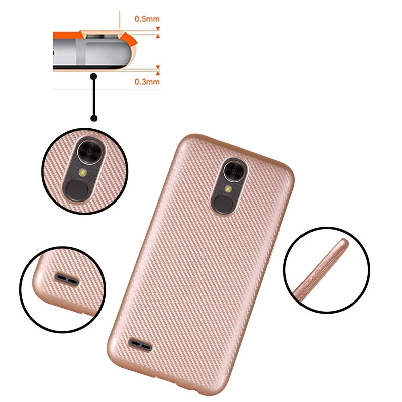 Чехол Fundas из синтетического волокна чехол для LG K10 2017 мягкий углеродного и ТПУ
