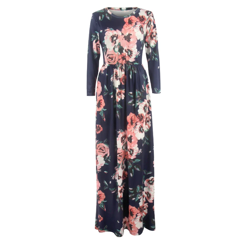 Женское пляжное платье с круглым вырезом YJSFG винтажное длинное макси цветочным