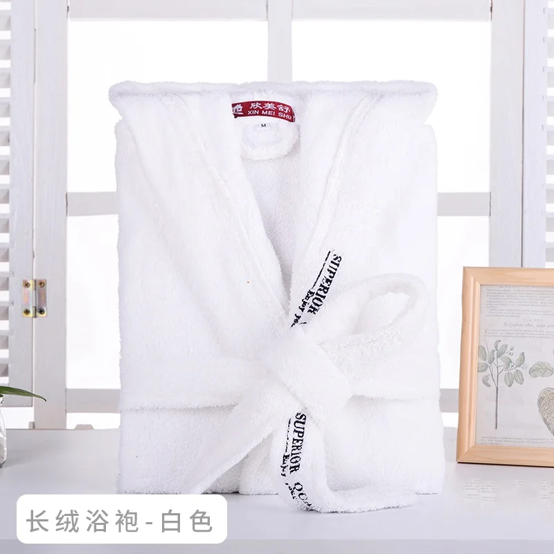 Men's Robe Winter Hooded Thick Cotton Long Bathrobe Women Male Plsu size XXL Warm Kinmono Bathrobes Comfort Gray White Bath Robe