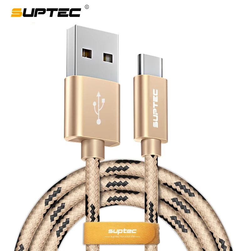 USB кабель SUPTEC Type C нейлоновый передачи данных для быстрой зарядки Samsung S8 S9 Huawei P10 P20