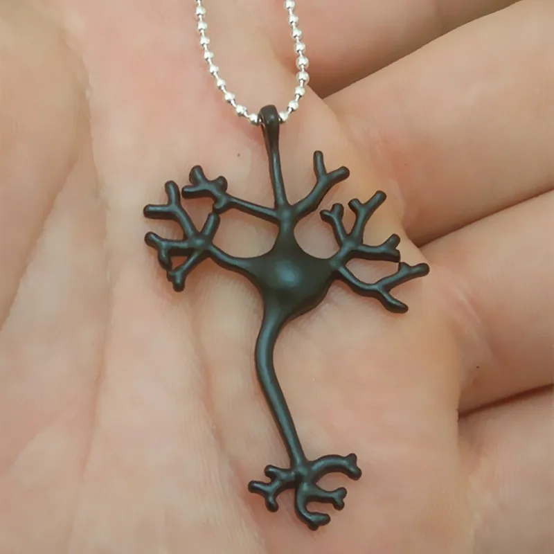 

Neuron necklace polished Silver Plated 3D printed neuron pendant wearable nerve cell brain cell