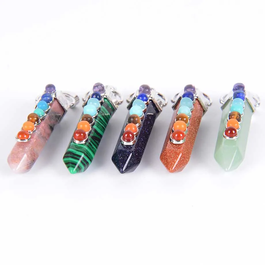 Чакра натуральный драгоценный камень подвески Шестигранный Маятник исцеляющая