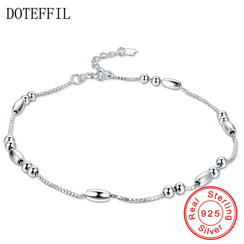 Серебряный Женский ножной браслет из серебра 925 пробы Модный кулон бисера
