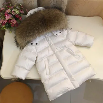 white Детский Зимний пуховик; коллекция года; детская утепленная верхняя одежда с воротником из натурального меха; пальто для маленьких мальчиков; От 1 до 12 лет одежда; Clj121 - Цвет: white