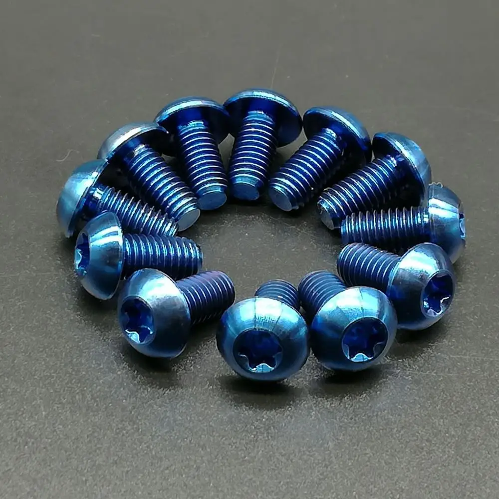 12 шт. M5x10mm болты ротора дискового тормоза T25 Torx titanium TI MTB bicylce держатель болтов для бутылки с водой для велосипеда - Цвет: Blue