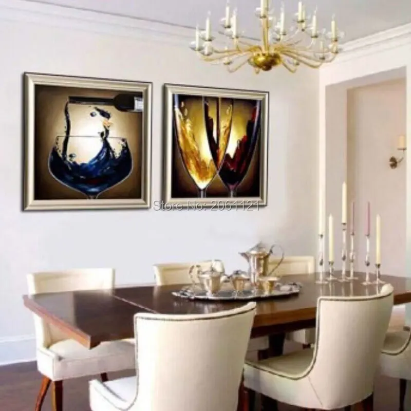 hand painted modern dining room decorative oil paintings champagne glass wall canvas art wine life painting picture decor | Дом и сад