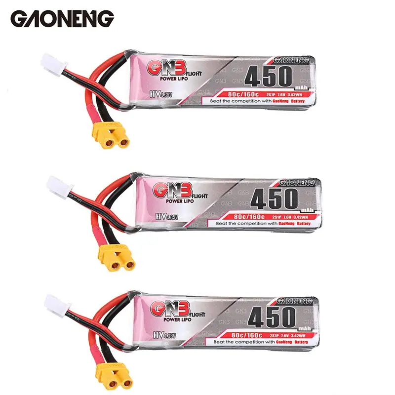 1/2/3 шт. Gaoneng 7 6 В 450 мАч 80C 2S HV 4 35 V Lipo аккумулятор XT30 разъем для Betafpv Drone FPV Racing уличные