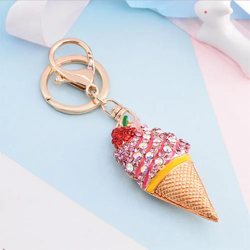 pink Креативный корейский мини-мороженое брелок для девочек модный рюкзак прекрасный индивидуальный кулон - Цвет: pink