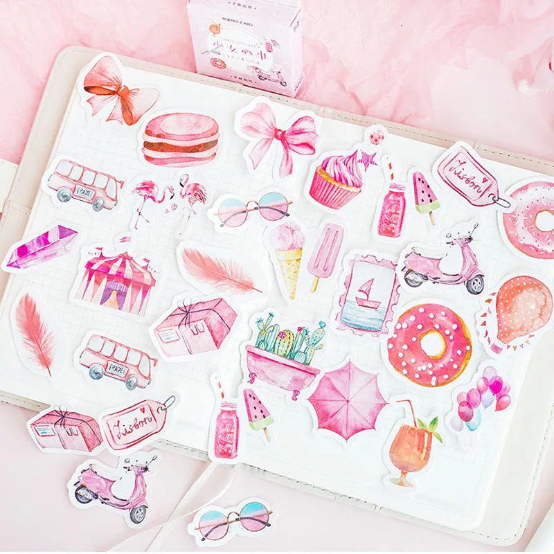 Розовый творческий kawaii самодельные Наклейки красивые наклейки/декоративные