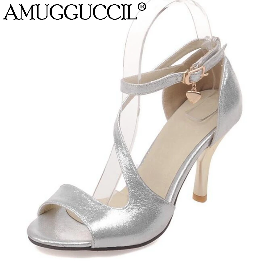 Женские летние сандалии на высоком каблуке большие размеры 31-44 фиолетовые