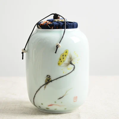 Ручная Роспись Керамическая ПЭТ урна Размер герметичная банка celadon банка|Гробы и