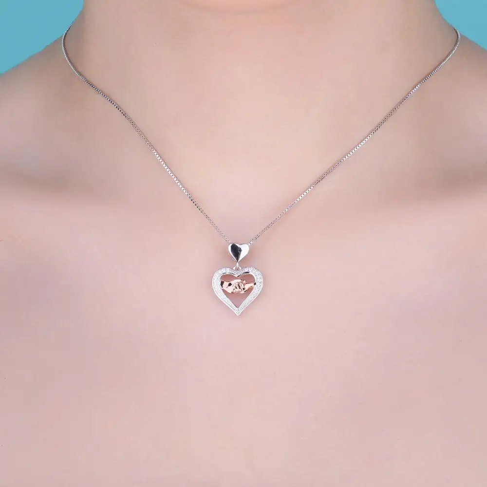 Ожерелье с подвеской Love Hand to HandSilver из стерлингового серебра 925 пробы Серебряное