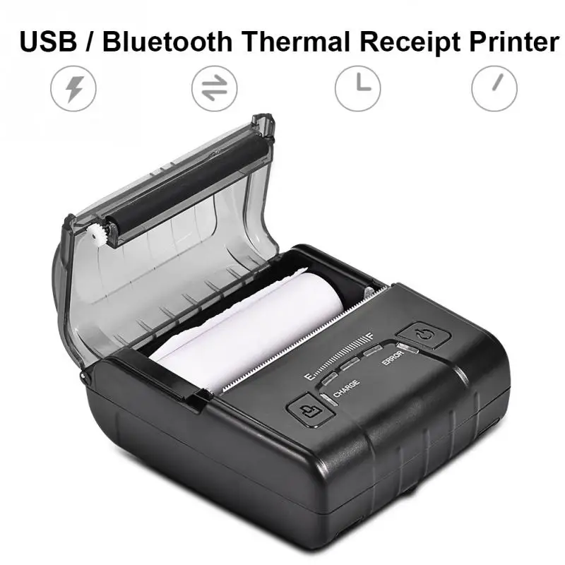 Мини USB Bluetooth Термальный чековый принтер POS печать для iOS Android Windows Linux UK Plug|Принтеры|