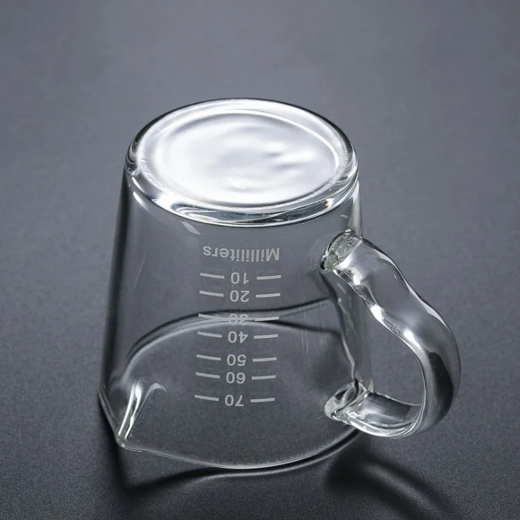 1pc 70ml 2 sharp mouth espresso glass with calibration coffee cup thickened glass WBC designated for barista