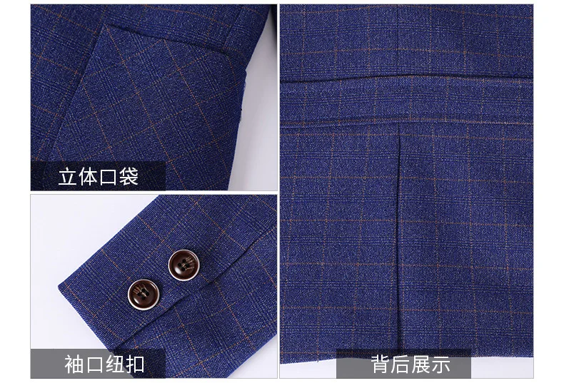 Fashion Boys Formal Plaid Wedding Suit New Kids England Style Blazer Pants 2pcs Set Children Birthday Performance Costume |