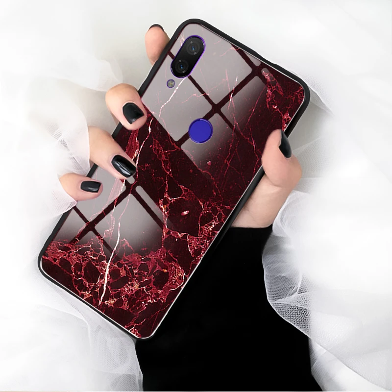 Мрамор закаленное Стекло чехол для Xiaomi Redmi Note 7 5 6 Pro 5A Prime Red mi 6A плюс A1 A2 Lite 8 Explorer
