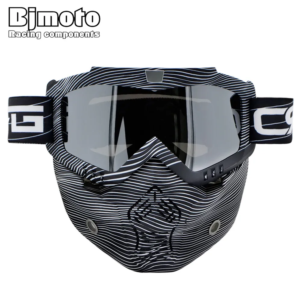Bjmoto съемный шлем очки мотоцикл Oculos Gafas рот мотокросса очки Пылезащитная маска google
