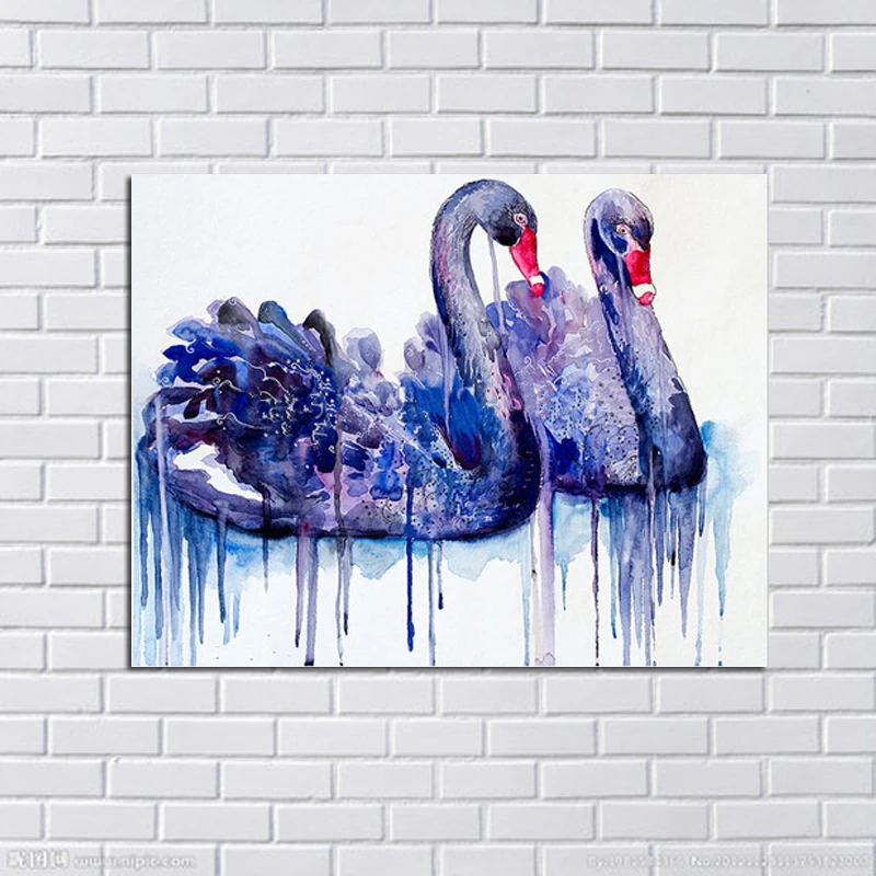 

Canvas Painting Modern Wall Pictures Cuardros decoracion paintings for living room wall Home Decor Pure Handmade Swan lovers