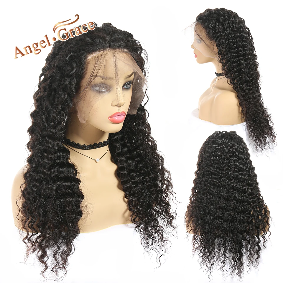 Angel Grace Hair 360 синтетический парик бразильский глубокая волна человеческих волос парики предварительно выщипанные волосы с волосами младенца для женщин Remy