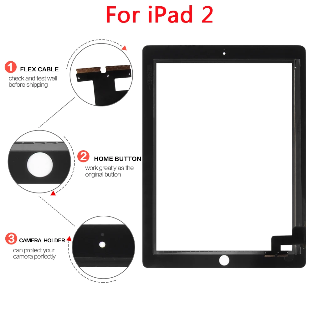 Для iPad 2 Air 2 1 дигитайзер экрана для iPad 3 4 сенсорный экран для iPad 1 5 6 Сенсорная панель дигитайзер для iPad2 iPad3 iPad4 стекло