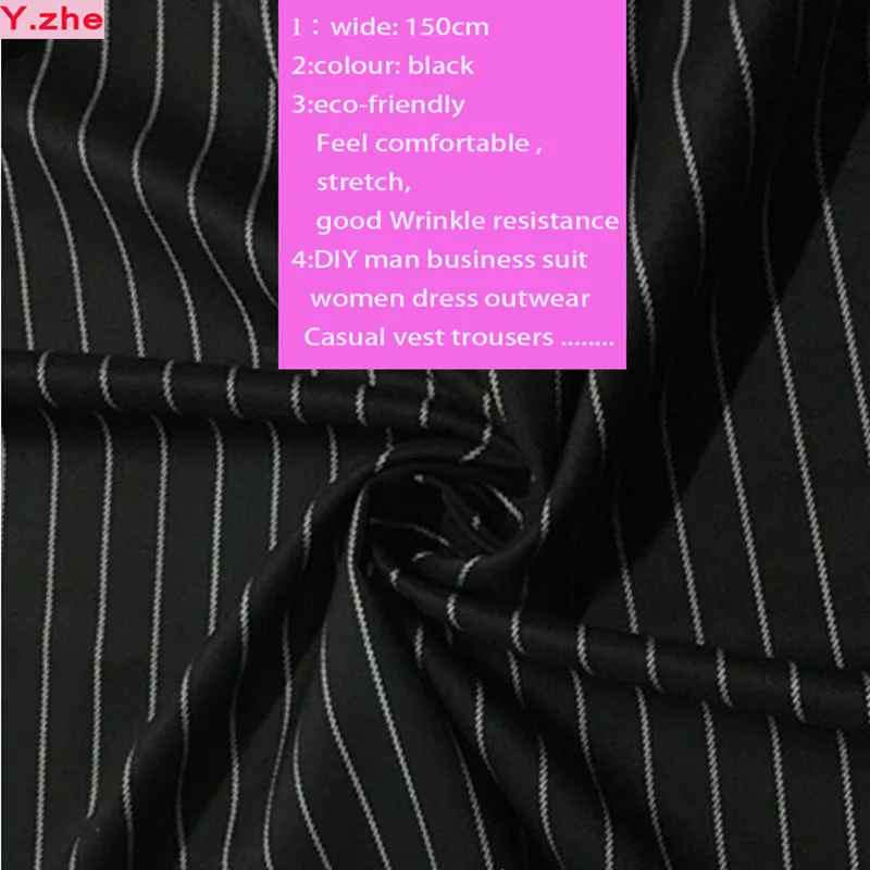 Высококачественная Черная полосатая ткань для делового костюма ширина 150 см