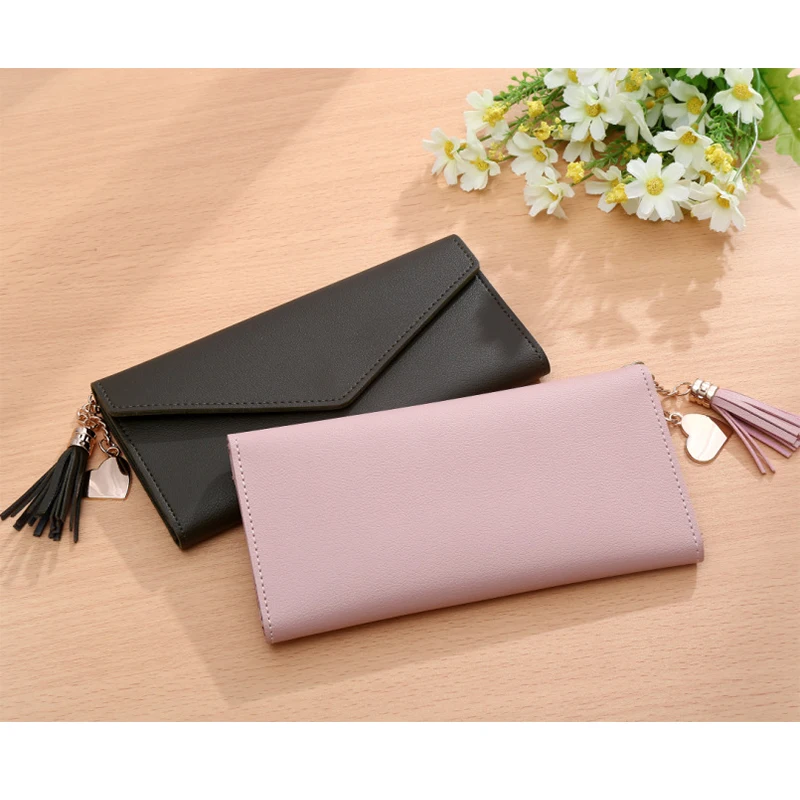 Длинный кошелек женские кошельки с кисточками модный для монет держатель карт