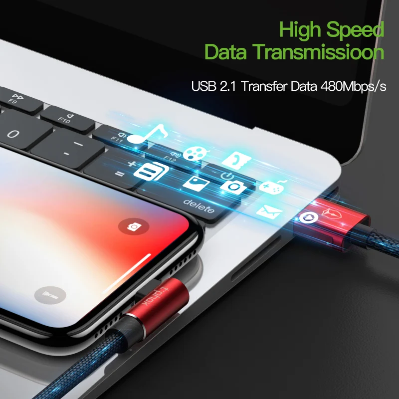 Usb-кабель T-phox 90 градусов для iPhone XS Max XR X 8 7 6 6s 5 5S кабель быстрой зарядки и передачи
