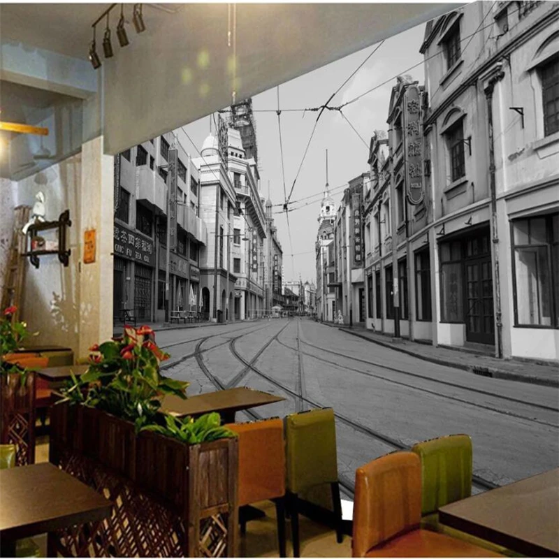 Обои на заказ 3d фрески старый шанхай ретро современный минималистичный тв фон