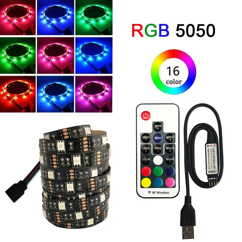 Светодиодная лента 5 в постоянного тока USB 5050 без водонепроницаемого RGB