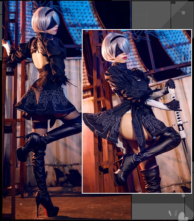 Новая игра Nier Automata Косплей Костюм йоркха 2B сексуальный наряд нарядное платье костюмы на Хэллоуин для женщин S-XXL