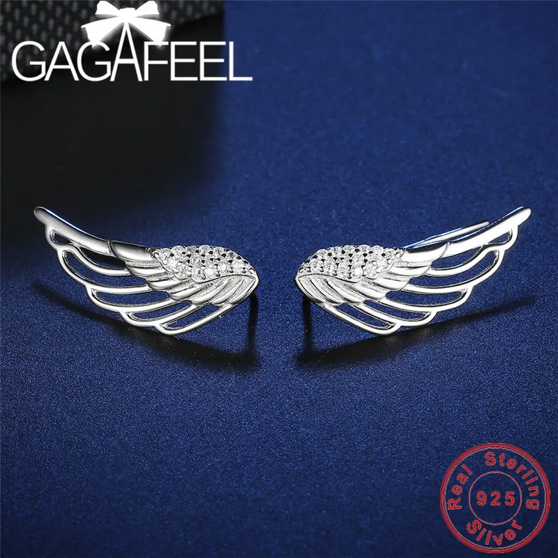 Женские серьги с крыльями GAGAFEEL Серебристые из стерлингового серебра 925 пробы