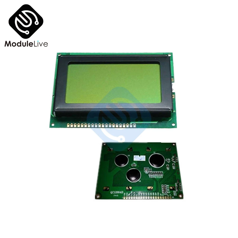 

12864 128x64 Dots Graphic LCD Display Module Yellow Green Color Backlight LCD Display For Arduino Raspberry Pi